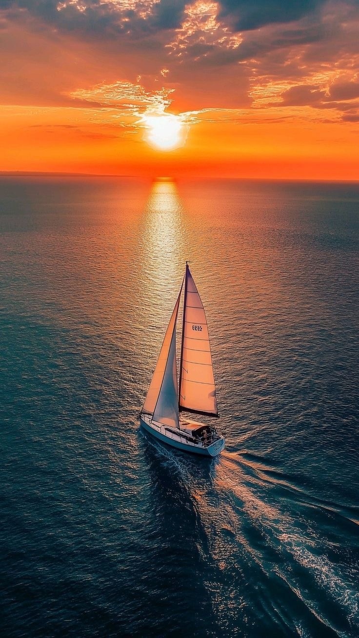 Sailboat on the Mediterranean at sunset